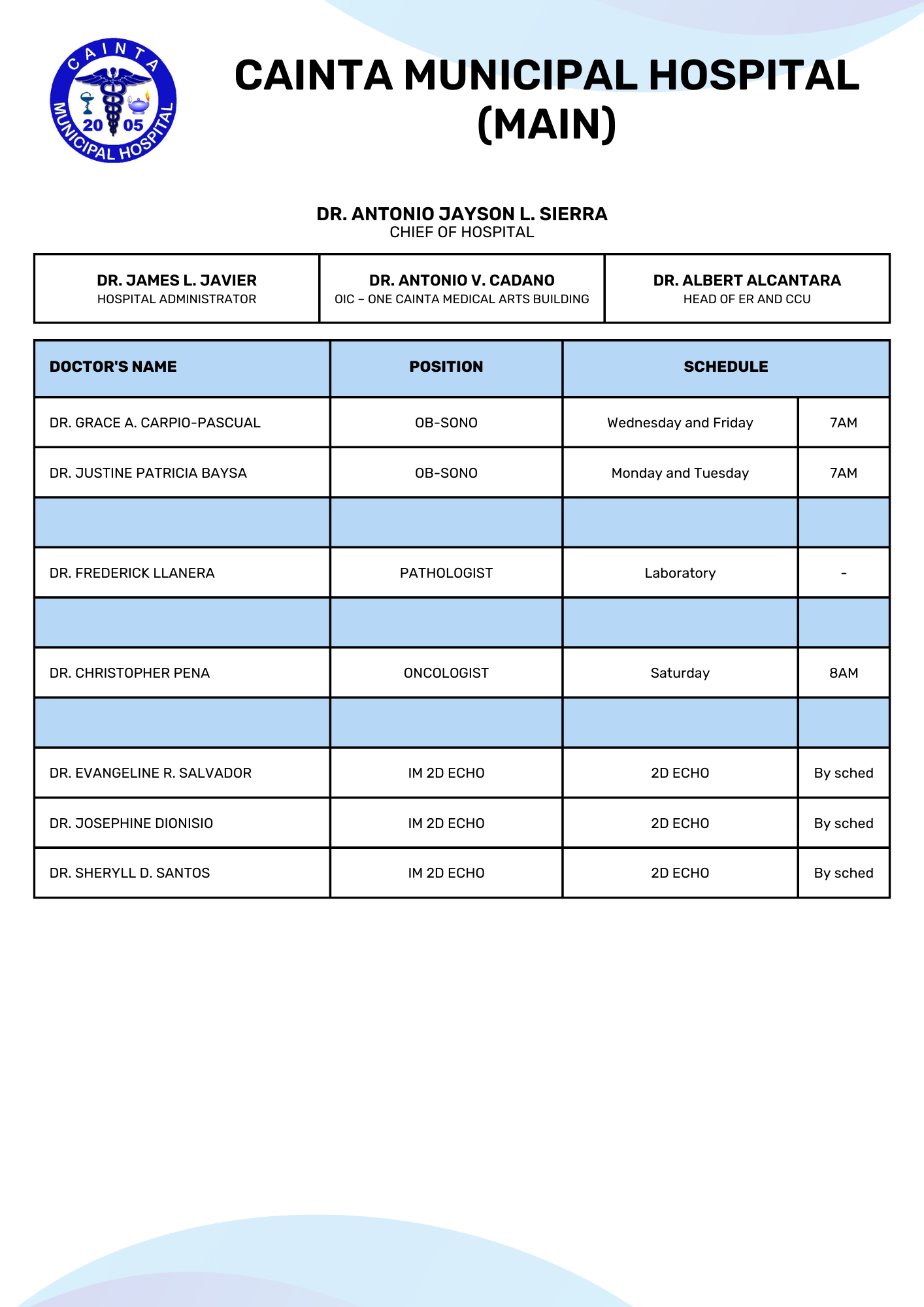 Doctors Schedule 3